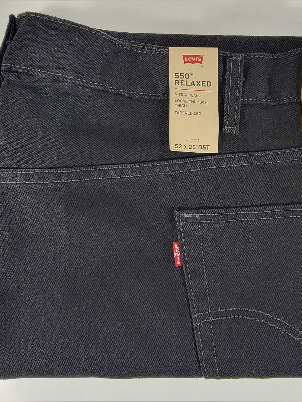 NEW Levi's 550 Relaxed Straight Fit Black Jeans Big & Tall 52X28 Levis Mens NWT